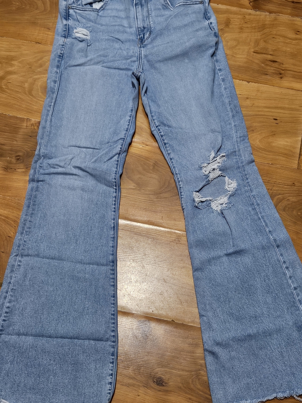 American Eagle Outfitters Light Blue Distressed Flare Jeans